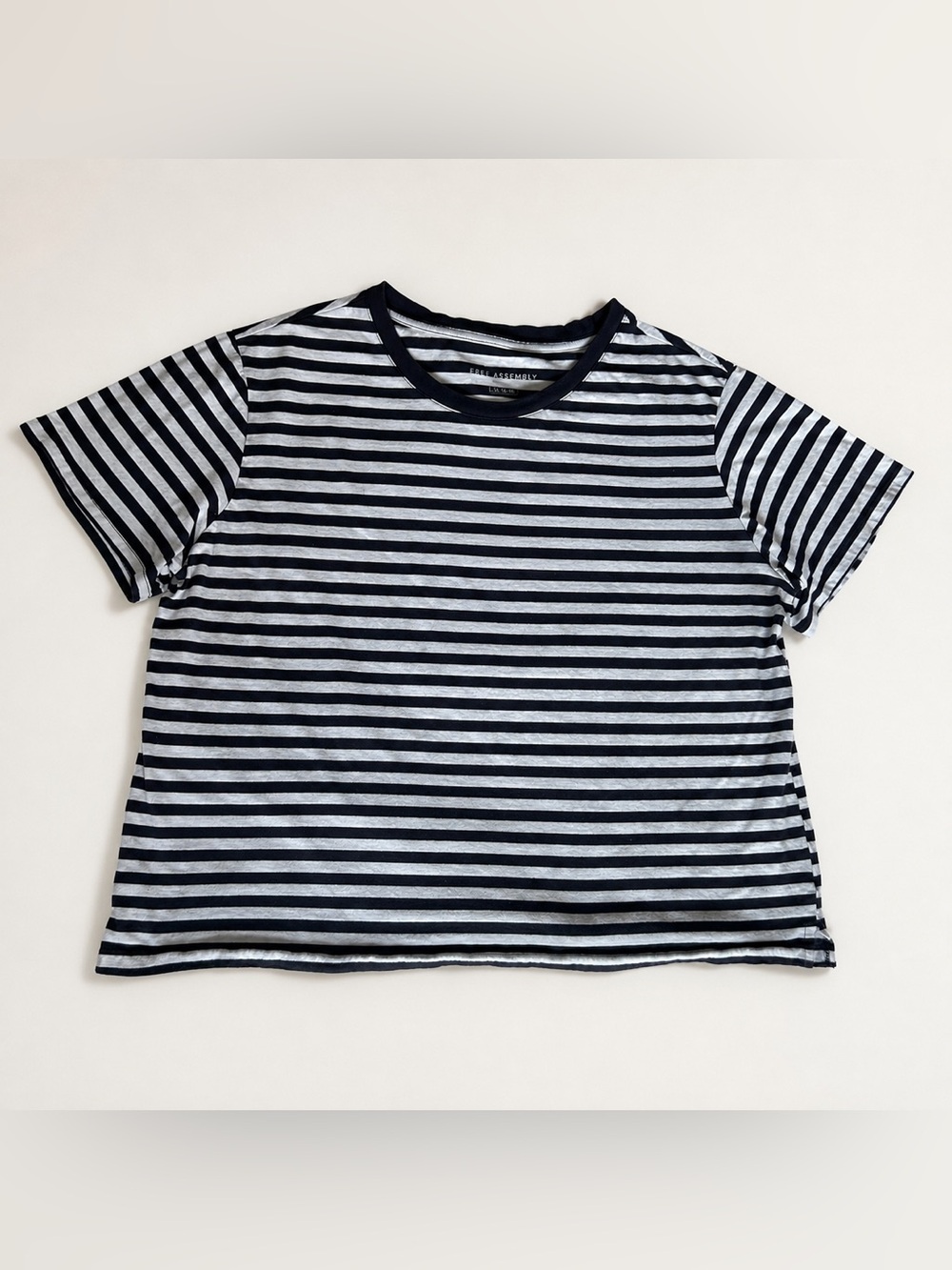 100% organic cotton parisian chic style striped short sleeve t-shirt, size XL